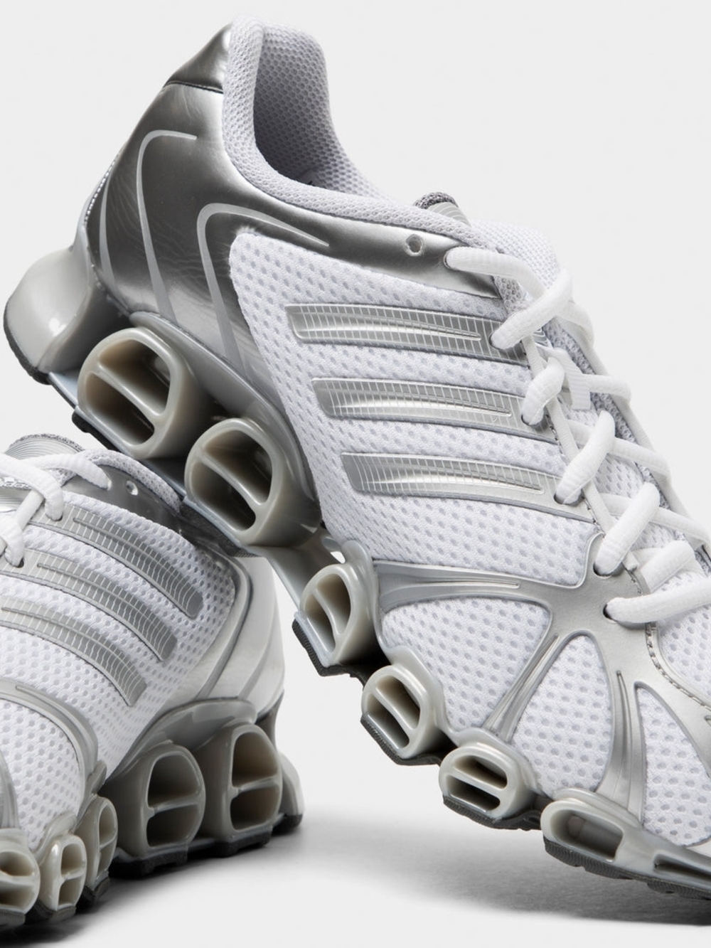 Adidas White and Silver Athletic Running Sneakers